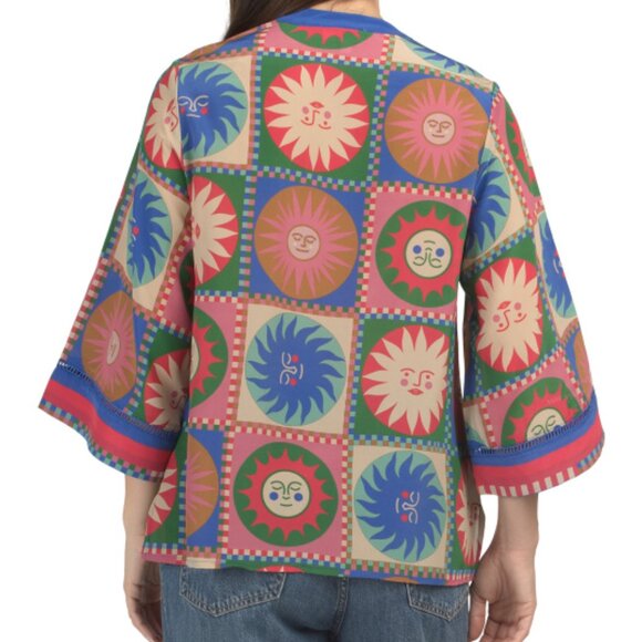 NEW JOHNNY WAS Silk Front Tie Villa Blouse 1125 10m5 - Picture 7 of 7